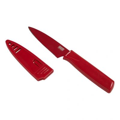 Kuhn Rikon Colori Non-stick Straight Paring Knife With Safety Sheath, 4 Inch