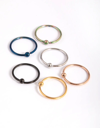 Lovisa Mixed Surgical Steel Rainbow Nose Studs In Silver