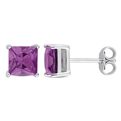 Mimi & Max 2ct Tgw Simulated Alexandrite Fashion Post Earrings Silver In Purple