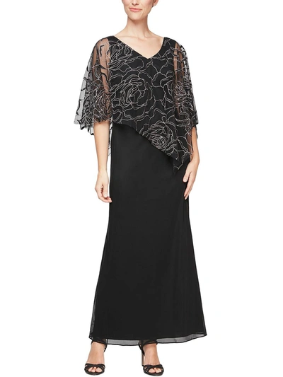 Slny Womens Metallic Glitter Evening Dress In Black