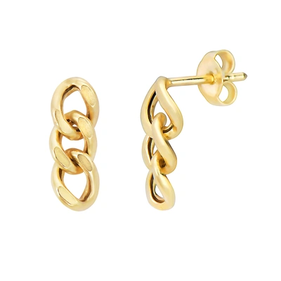 Fine Jewelry Curb Drop Chain Earrings 14k Gold In White