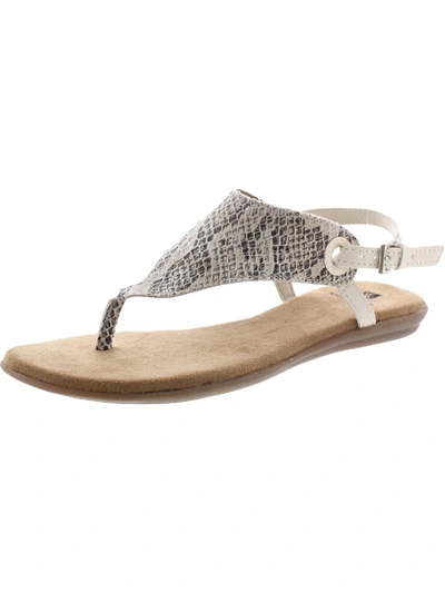 White Mountain London Womens Breathable Side Buckle Thong Sandals In Grey