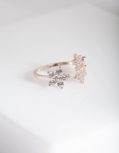 Lovisa Rose Gold Cubic Zirconia Flower Ring In Multi