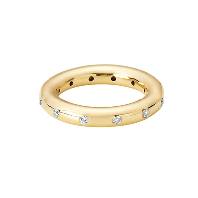 Fine Jewelry Donut Band With Pave Diamond All Around 14k Gold In Beige