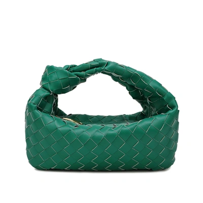 Tiffany & Fred Woven Sheepskin Knot Pouch Bag In Green