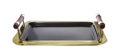 Classic Touch Decor Rectangular Tray Black With Gold Border