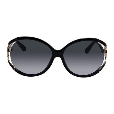 Ferragamo Womens Oval Sunglasses In Black