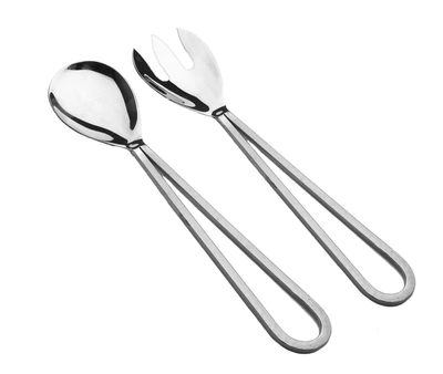 Classic Touch Decor Set Of 2 Nickel Salad Servers