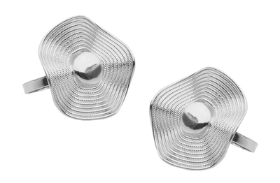 Classic Touch Decor Set Of 6 Silver Button Design Napkin Rings
