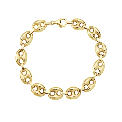 Fine Jewelry 7" Mariner Puff Chain Bracelet 14k Gold In White