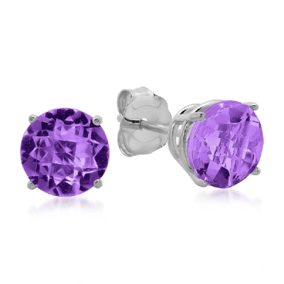 Max + Stone 10k White Gold 6mm Round Stud Earrings In Purple
