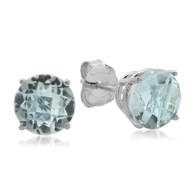 Max + Stone 10k White Gold 6mm Round Stud Earrings In Black