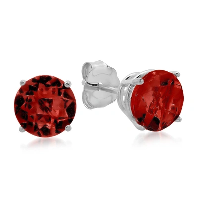 Max + Stone 10k White Gold 6mm Round Stud Earrings In Red