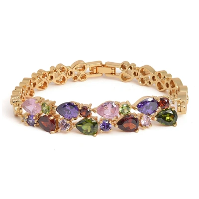 Sohi Gold Color Gold Plated Designer Bracelet For Women's In Purple