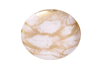 Classic Touch Decor Set Of 4 Gold-white Marble Plates - 6.5"d