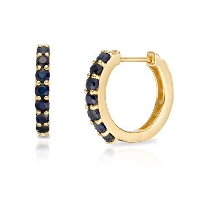 Max + Stone Solid 10k Yellow Or White Gold 12mm Gemstone Hoop Huggie Earrings In Black