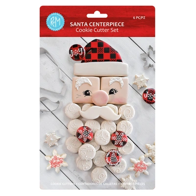 R & M International Santa Centerpiece 6 Piece Cookie Cutter Set In Silver