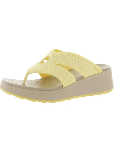 Bzees Womens Embellished Thong Wedge Sandals In Yellow