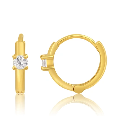 Max + Stone Natural Gemstone Pair Small Huggie Hoop Earrings In 14k Yellow Gold With Hidden Clip Closure