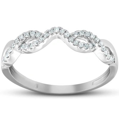 Pompeii3 Countour Infinity Diamond Guard Engagement Wedding Ring Enhancer 10k White Gold In Multi