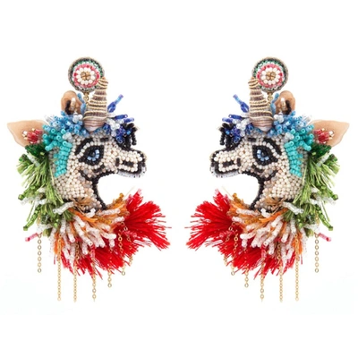 Deepa Gurnani Unicorn Earrings In Multi In Red