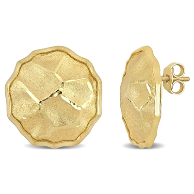 Mimi & Max 21 Mm Hammered Disc Earrings In Yellow Plated Sterling Silver In Gold
