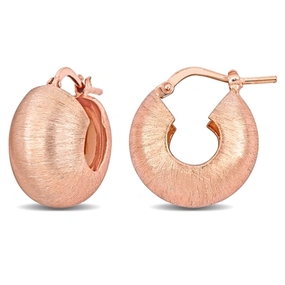 Mimi & Max 18.5 Mm Dome Huggie Earrings In Rose Plated Sterling Silver In Gold