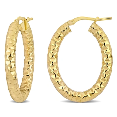 Mimi & Max 31 Mm Diamond Cut Hoop Earrings In Yellow Plated Sterling Silver In Gold