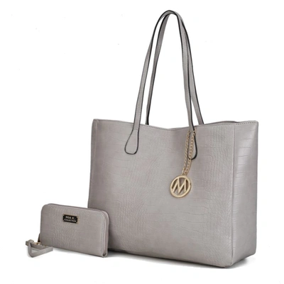 Mkf Collection By Mia K Sadie Oversize Tote & Wallet Set In Grey