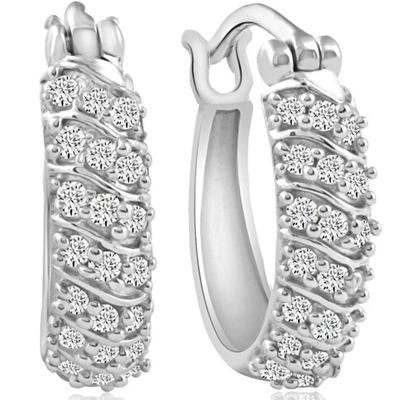 Pompeii3 1/4ct Small Diamond Hoops In 10k White Gold 1/2" Tall In Multi