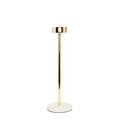 Classic Touch Decor Gold Taper Candle Holder On Marble Base - 14"h