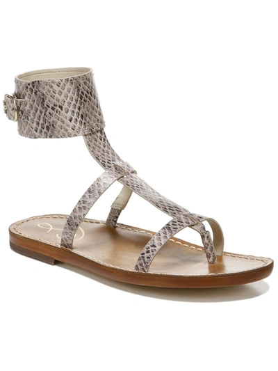 Sam Edelman Mollie Womens Leather Ankle Gladiator Sandals In Silver