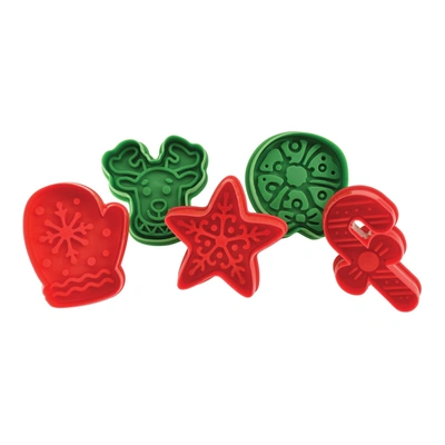 R & M International 5 Piece Christmas Cookie Stamper Set, 2.75-inch In Multi