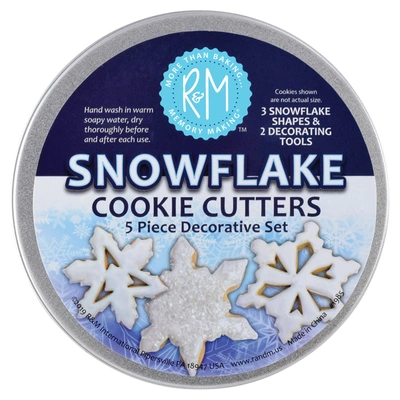 R & M International 5 Piece Snowflake Cookie Cutter Set With Storage Tin In Silver