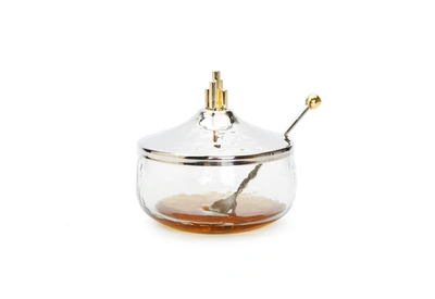 Classic Touch Decor Honey Dish W/ Stainless Steel Lid And Gold Symmetric Design