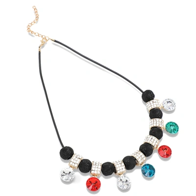 Sohi Multi Color Gold Plated Party Designer Stone Necklace For Women's In Black