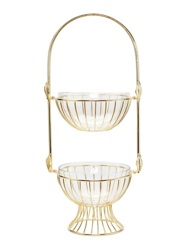 Classic Touch Decor Gold Leaf 2 Tiered Centerpiece