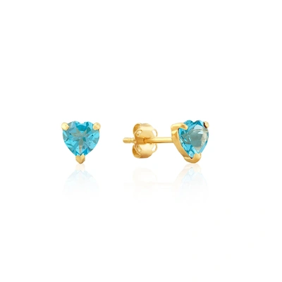 Max + Stone 14k White Or Yellow Gold 3 Prong Heart Shape Gemstone Stud Earrings In Multi