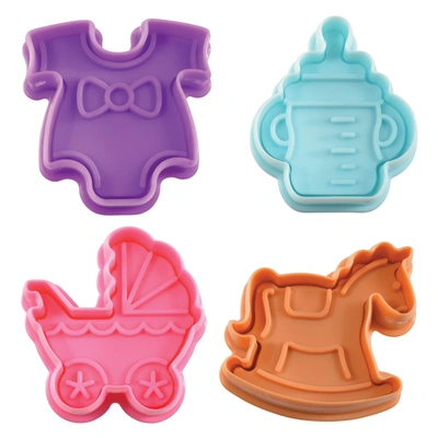 R & M International 4 Piece Baby Cookie Stamper Set, 2-inch In Multi