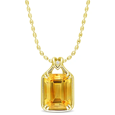 Mimi & Max Womens 10 3/4ct Tgw Octagon-cut Citrine And White Topaz Solitaire Necklace In Yellow Silver In Orange