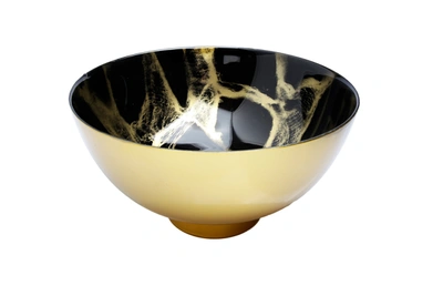 Classic Touch Decor 10.5" Black And Gold Marbleized Footed Bowl
