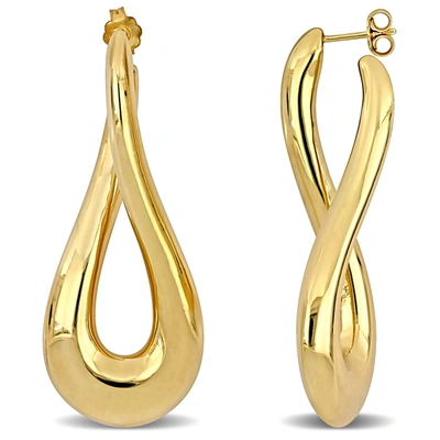 Mimi & Max 55 Mm Oval Twist Hoop Earrings In Yellow Plated Sterling Silver In Gold