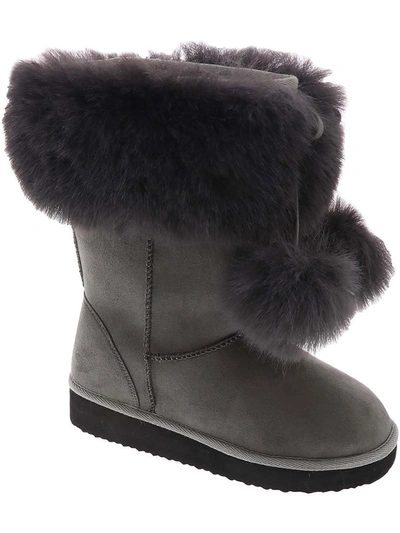 Array Peak Womens Faux Suede Cold Weather Shearling Boots In Grey