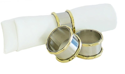 Classic Touch Decor Set Of 4 Stainless Steel Napkin Holders With Gold Border