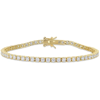 Mimi & Max 5 1/10 Ct Dew Created Moissanite Tennis Bracelet In Yellow Gold Plated Sterling Silver In White