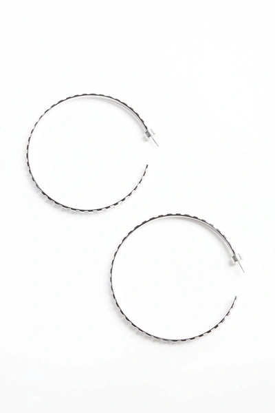 Eklexic Rectangle Step Pattern Hoops In Silver