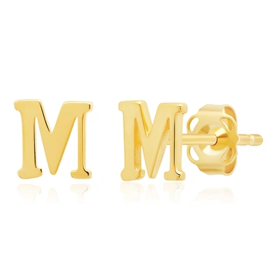 Max + Stone Genuine 14k Gold Yellow Letter Initial Stud Earrings (5mm)
