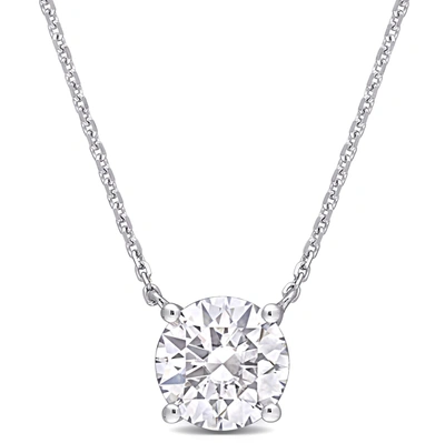 Mimi & Max 1 4/5 Ct Tgw Created Moissanite Solitaire Pendant With Chain In 14k White Gold In Silver