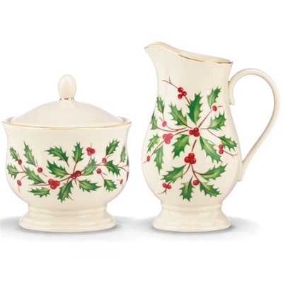 Lenox 843319 Holiday Dinnerware Sugar & Creamer In Red/green