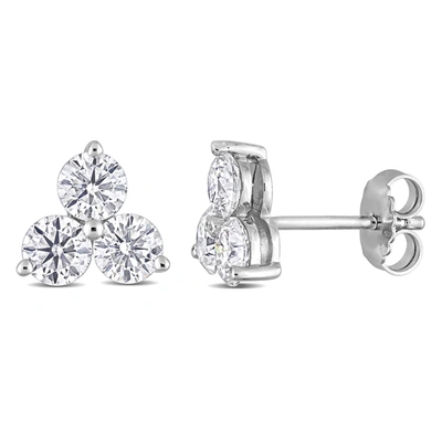 Mimi & Max 2 1/6 Ct Dew Created Moissanite Three-stone Stud Earrings In Sterling Silver